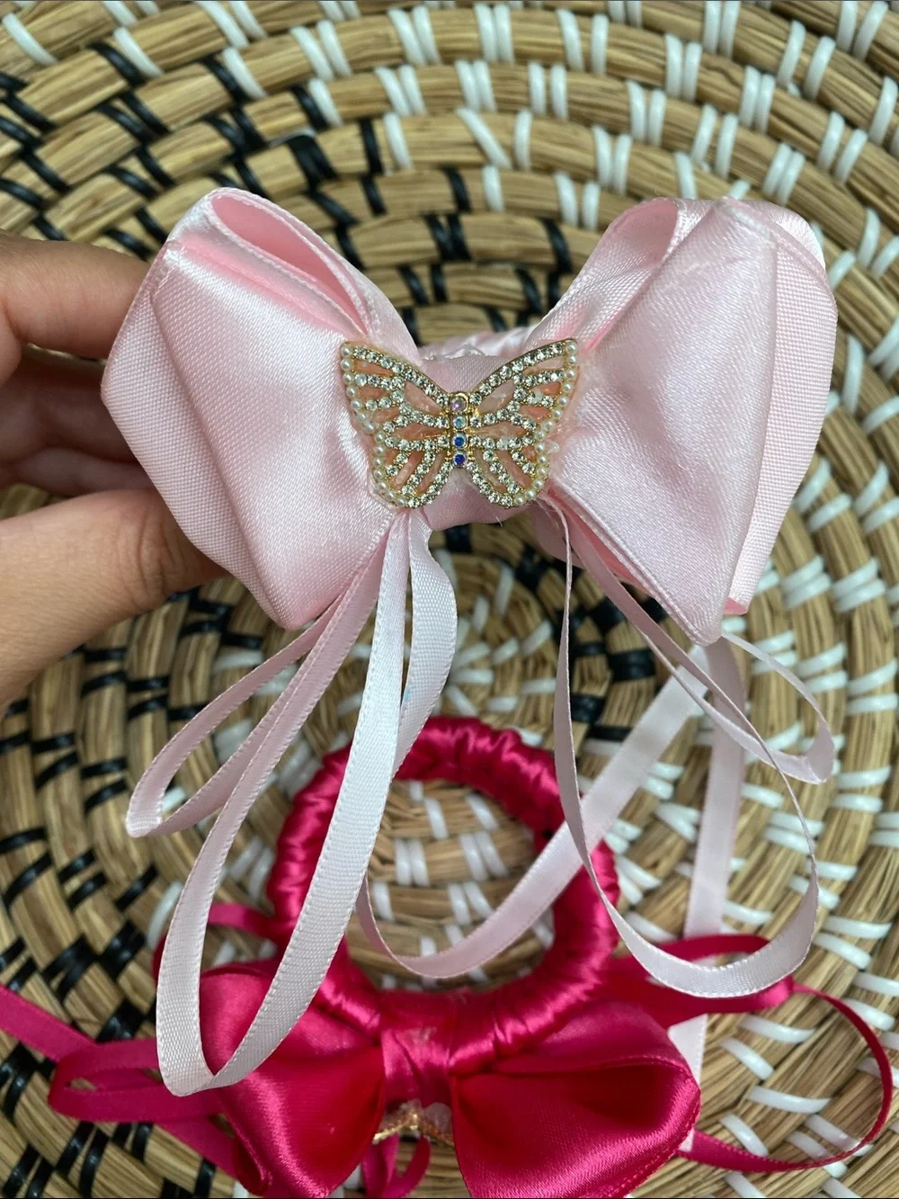 Set of 2 Handcrafted Satin Ribbon Butterfly Hair Scrunchies